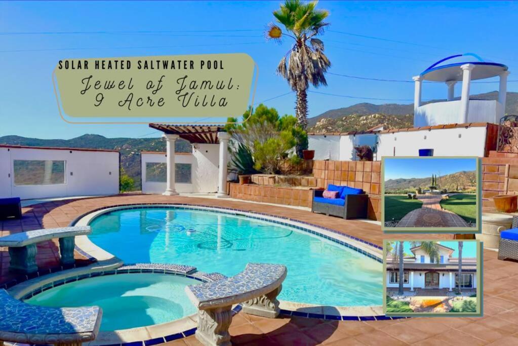 Private Home On 10 Acres - Heated Salt Pool & Jacuzzi, Mountain & City Views, Horseshoes, Basketball, Bbq, Golf Putting, Foosball, Croquet, Bose Stereo, White Cotton Bedding - Hilltop Hacienda, Pool Heat Optional Jamul Buitenkant foto